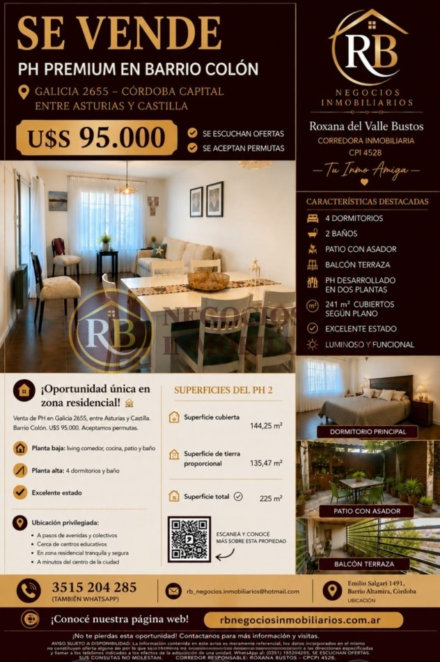 PH EN VENTA - 4 DORMITORIOS - BARRIO COLON -
